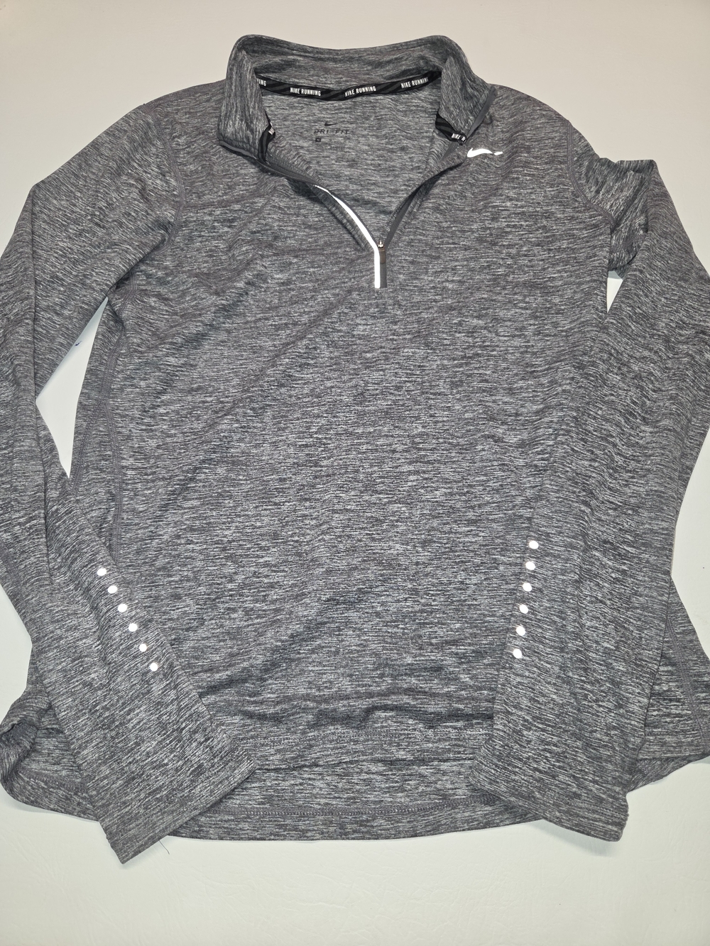 Nike Women’s Dark Gray Dri-FIT Quarter-Zip Long Sleeve Top